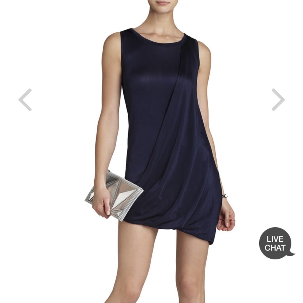 BCBG Evie Draped-Side Bubble-Skirt Dress